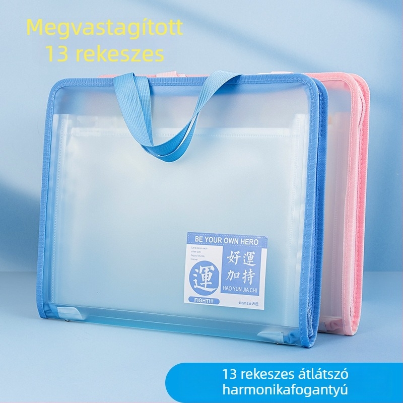 A4-es vastag, hordozható accordion-stílusú dokumentumtároló táska, többszintes fájl- és mappa, nagy kapacitás általános iskolások számára