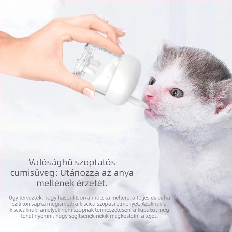 Fulladás elleni cicáknak etető palack újszülött macskáknak, juhtejporral használható etető eszköz