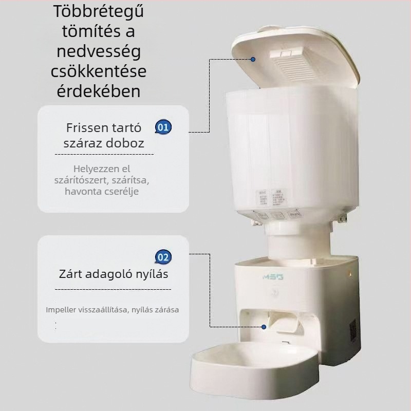 Kutyák és macskák számára automata etető, időzített adagolás és távoli vezérlés