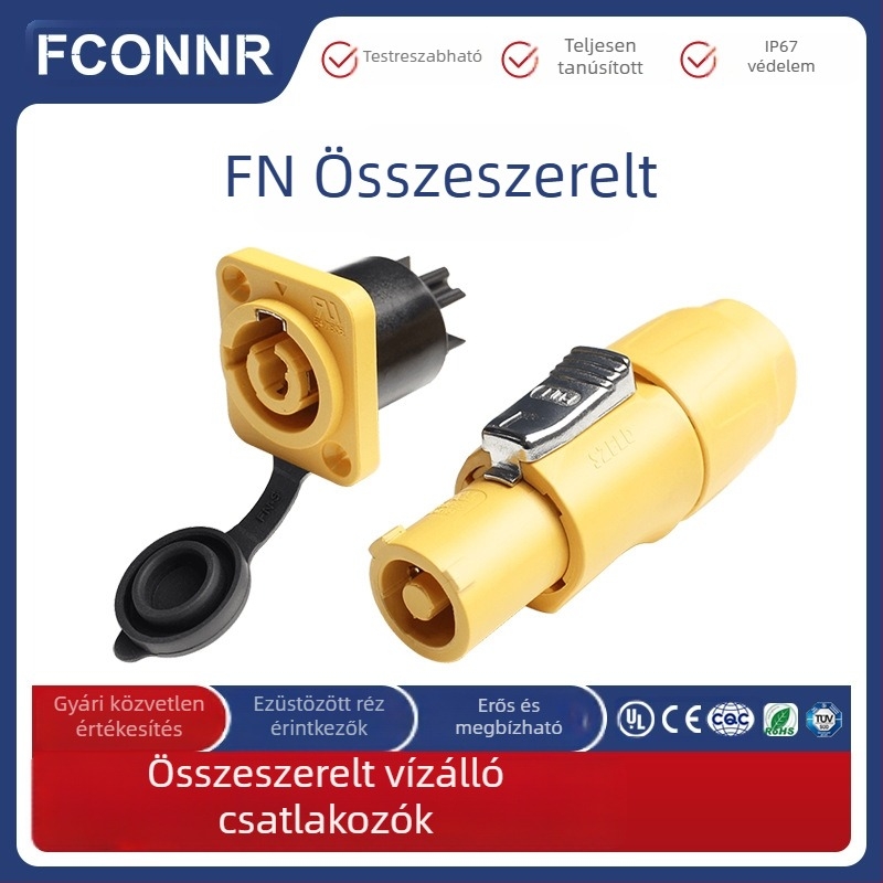 Fenglianda FN Összeszerelt LED kijelző, vízálló repülőgép-csatlakozó és aljzat, panelre szerelt tápcsatlakozó