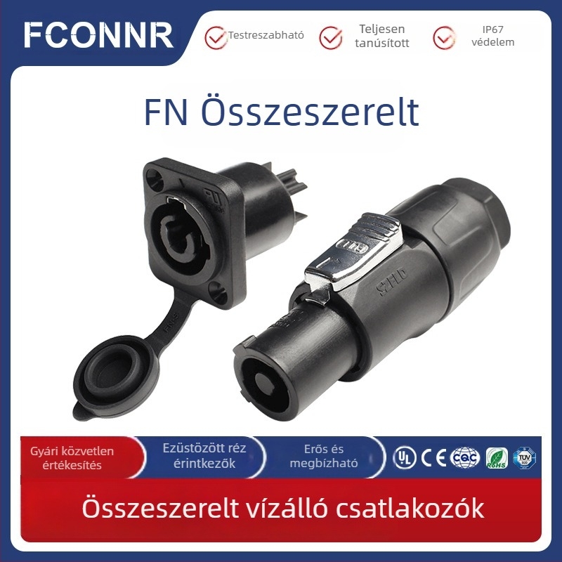 Fenglianda FN Összeszerelt LED kijelző, vízálló repülőgép-csatlakozó és aljzat, panelre szerelt tápcsatlakozó