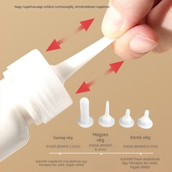 Kiscicák és kölyökkutyák etetőpalack készlet, 60 ml-es szilikon cumisüveg puha szívófejjel