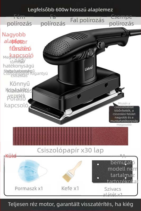 Elektronikus falcsiszoló, kompakt csiszoló vakolat felületéhez és polírozáshoz, száraz csiszolóeszközök faiparhoz