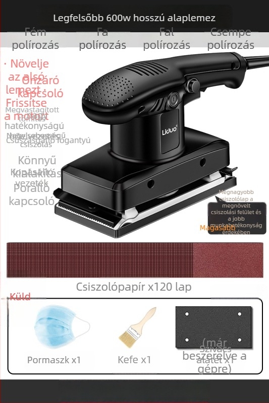 Elektronikus falcsiszoló, kompakt csiszoló vakolat felületéhez és polírozáshoz, száraz csiszolóeszközök faiparhoz
