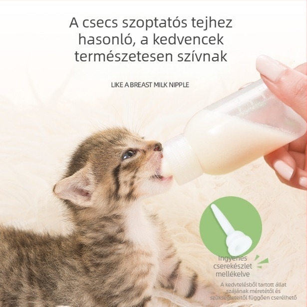 Macskák és kölyökkutyák számára készült etető cumisüveg készlet, több puha szívófejjel és üvegtisztító kefével, alkalmas hörcsögök és nyulak etetésére