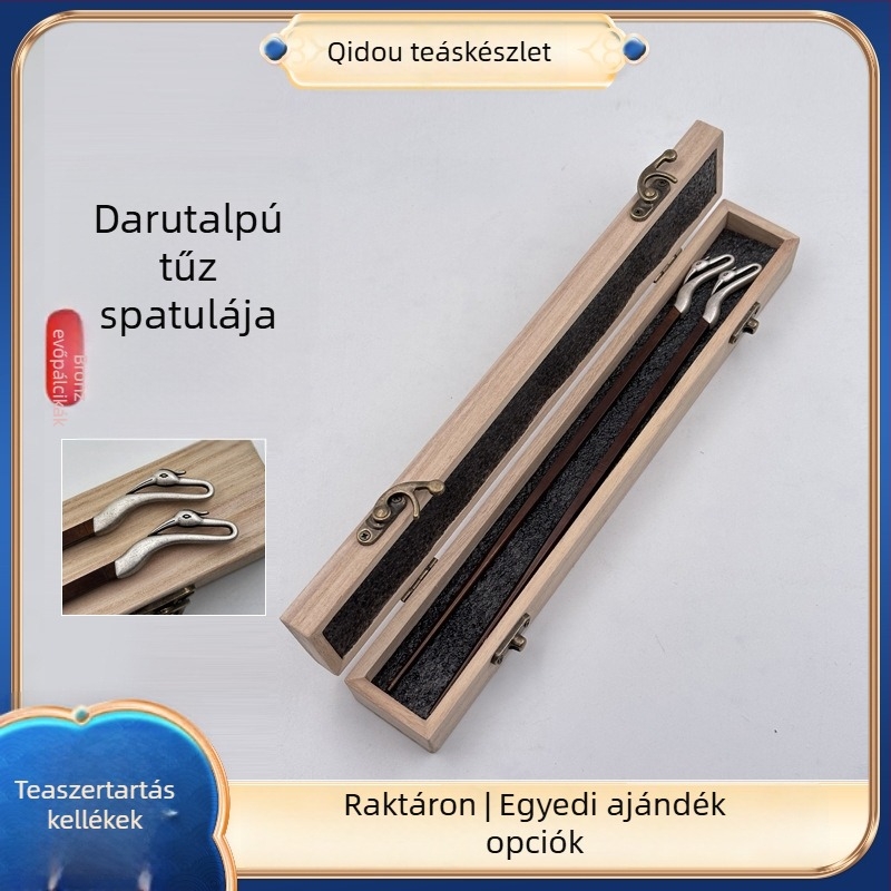 Kung Fu teáskészlet szénfűtéses kályha kiegészítőkkel, dió- és olívafa darabokkal, retro kézzel készített réz evőpálcák