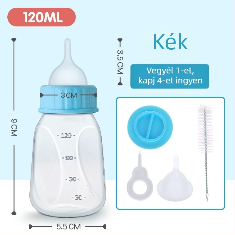 Szilikon cumisüveg macskáknak, kis bimbóval – tejfeeder újszülött kiscicáknak és kölyköknek