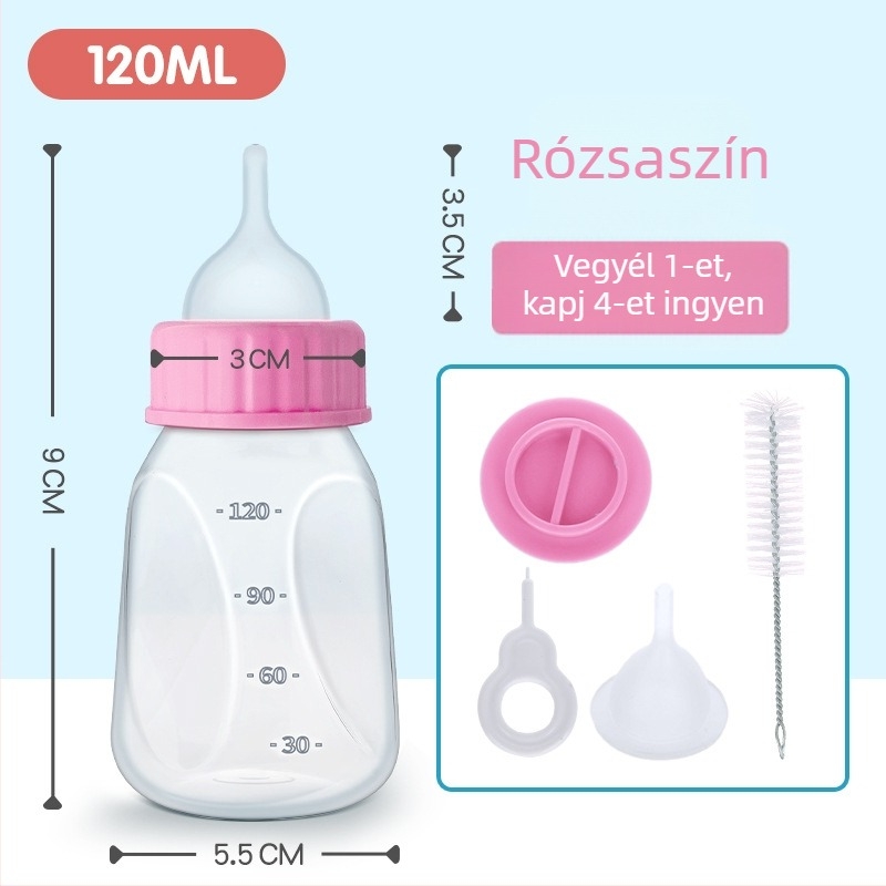 Szilikon cumisüveg macskáknak, kis bimbóval – tejfeeder újszülött kiscicáknak és kölyköknek