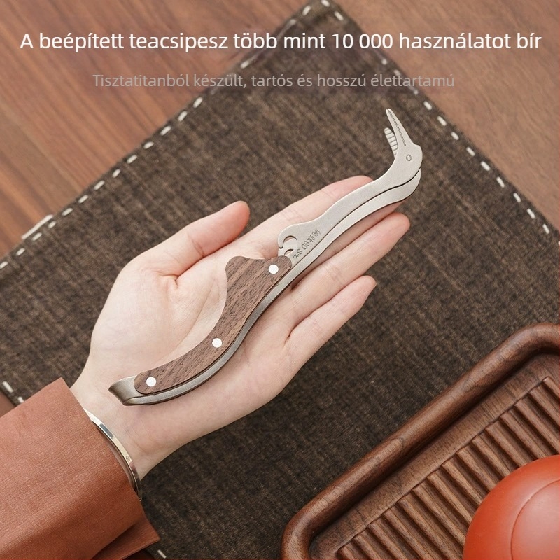 Tiszta titán teklipsz, prémium tömörfa tea készlet kiegészítők, teáscsésze, teklipsz, csipesz, tea ceremónia díszei és eszközök