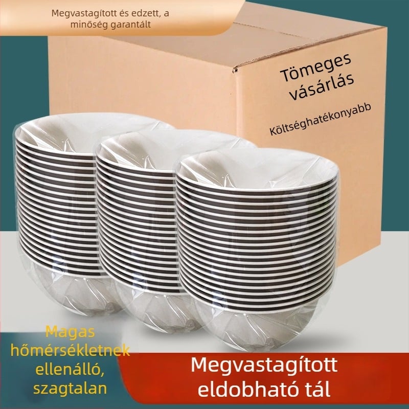 Egyszer használatos rizstál 250 ml–350 ml, vastagodott, hőálló és ütésálló, otthoni és kereskedelmi rendezvényekhez