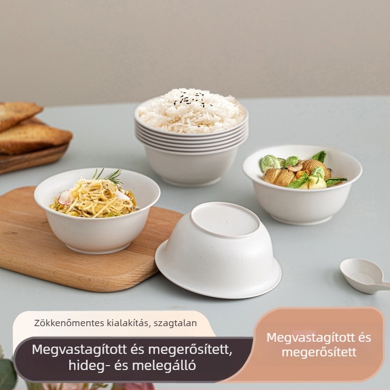 Egyszer használatos rizstál 250 ml–350 ml, vastagodott, hőálló és ütésálló, otthoni és kereskedelmi rendezvényekhez