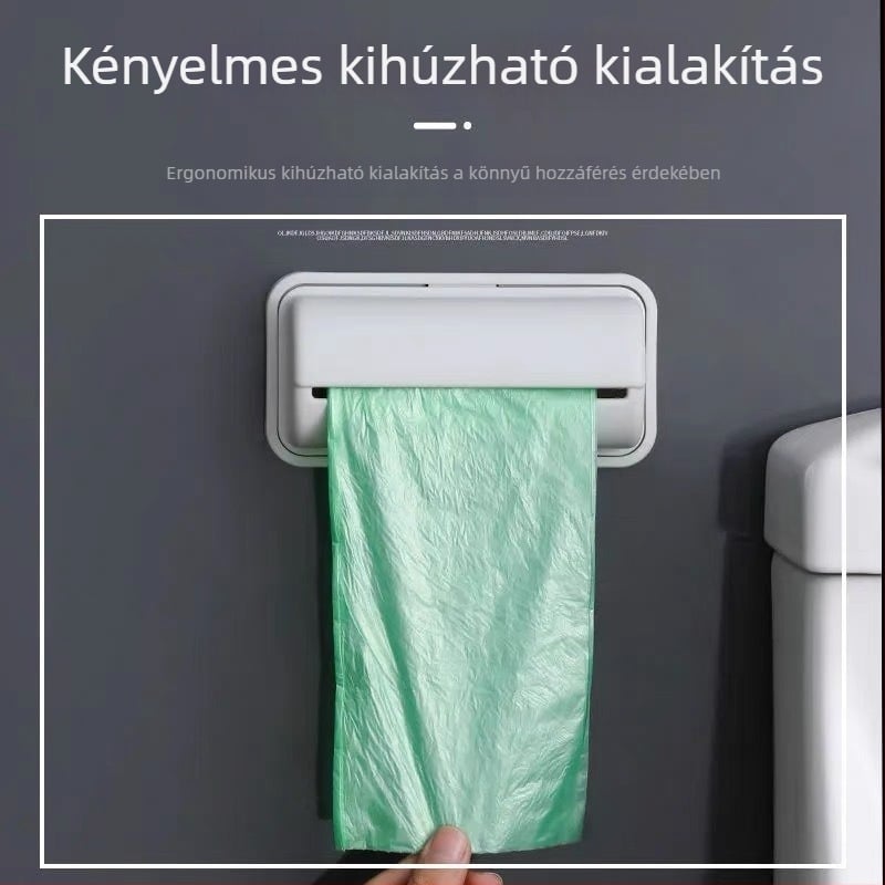 Konyhai kihúzható zacskó tároló doboz, falra szerelhető, fúrás nélküli kialakítás