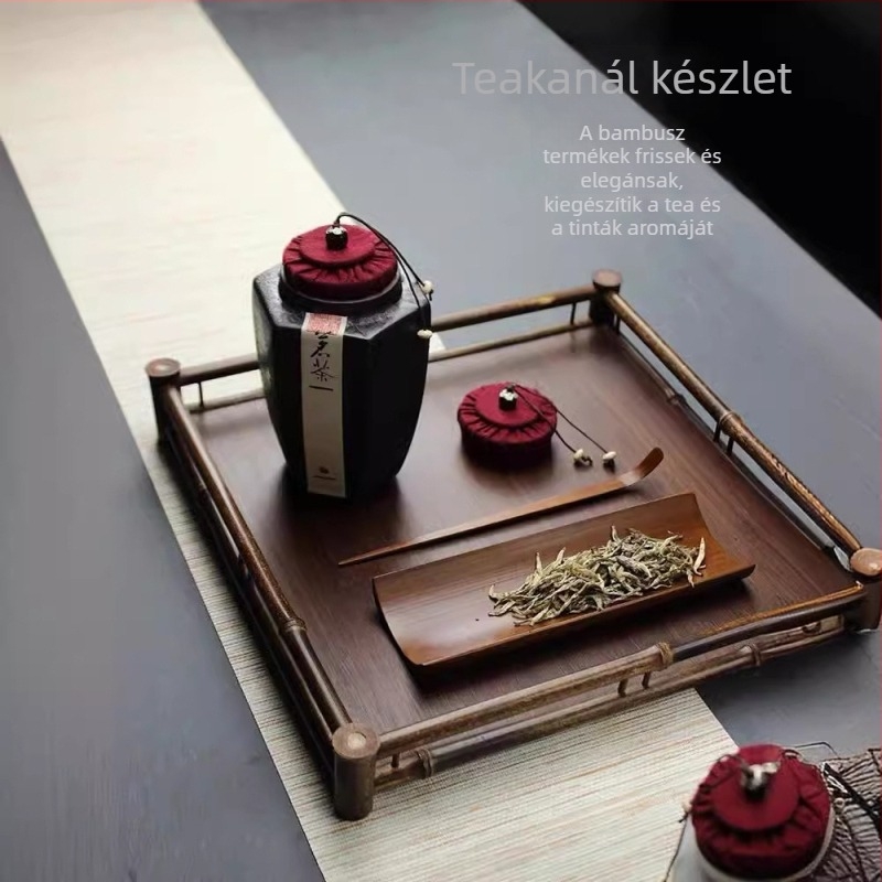 Kézzel polírozott régi bambuszból készült teáskészlet-kiegészítők: teklipsz, teás tű, teáskanál, lótusz teáskészlet