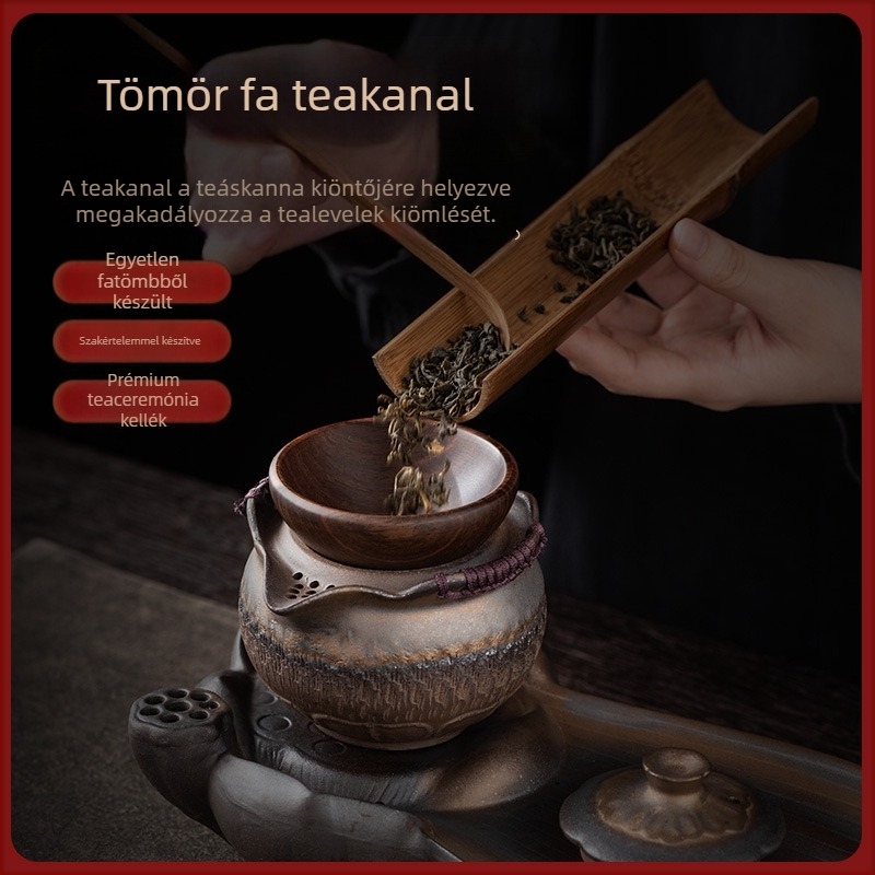Ebony tömörfa teáiöntő és tölcsér – teljes fa teakészlet teaceremóniához