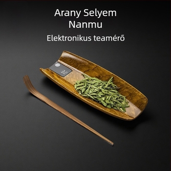Rongshan Tang digitális teázs mérleg tömörfa Golden Silk Nan, tealevél-elosztóval és súlymegjelenítő teátartóval.