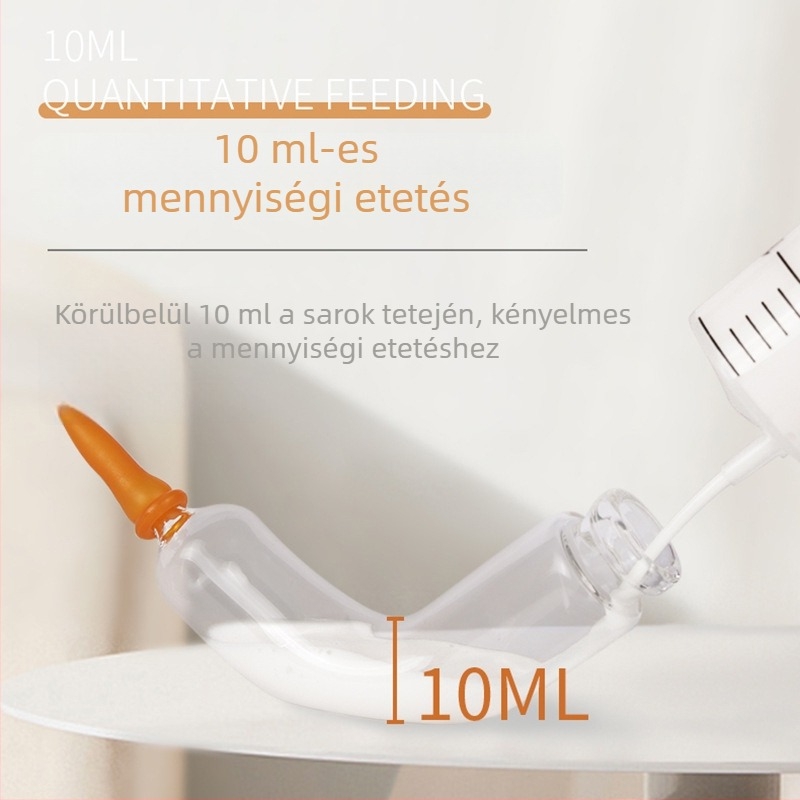 Üvegből készült etetőeszköz kismacáknak, banán alakú adagolócső újszülött macskáknak