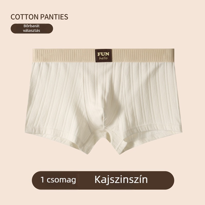 Férfi pamut boxer, légáteresztő középmagas derekú, egyszínű és csíkos részletekkel