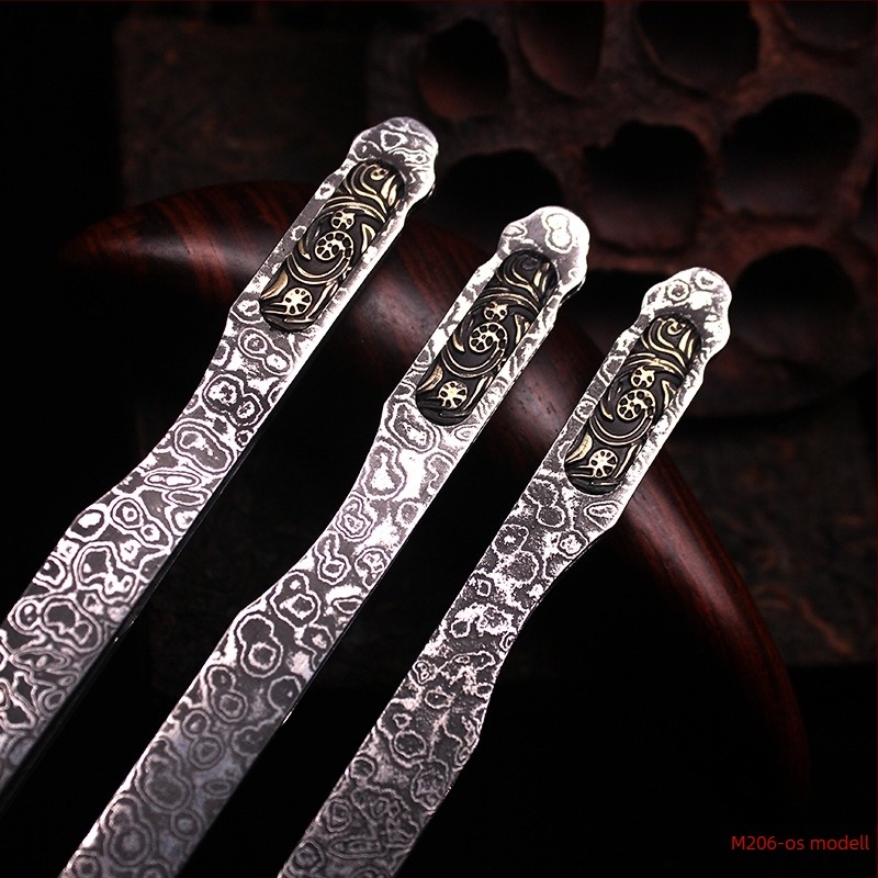 Damascus Copper Flower sorozat teacsipesz, integrált tea eszköz a teaceremóniához, M206