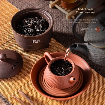 Lila agyagból készült tea pörkölő és aromafokozó eszköz, háztartási használatra, kompakt teaszoba és tea-szárító