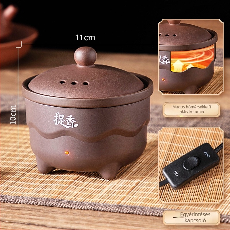 Lila agyagból készült tea pörkölő és aromafokozó eszköz, háztartási használatra, kompakt teaszoba és tea-szárító