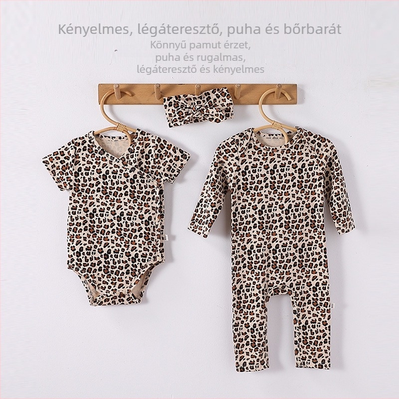 Leopárd mintás baba body, hosszú ujjú, 0–12 hónap, tavasz-ősz ruházat