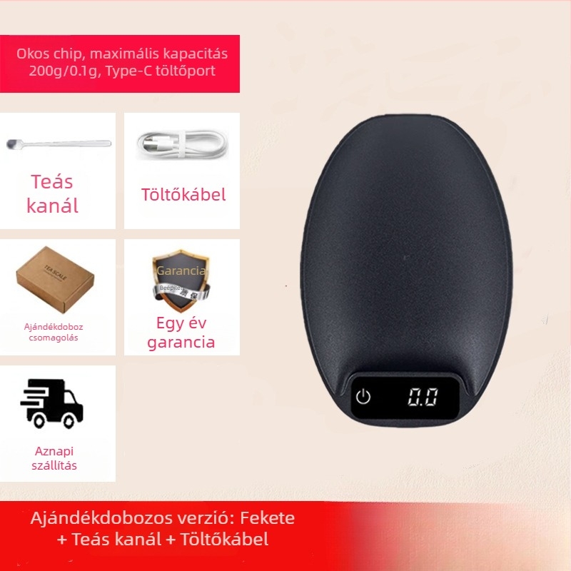 Tealevelekhez készült elektronikus mérleg, kompakt gramm mérleg, súlymérő eszköz, teáskiegészítők