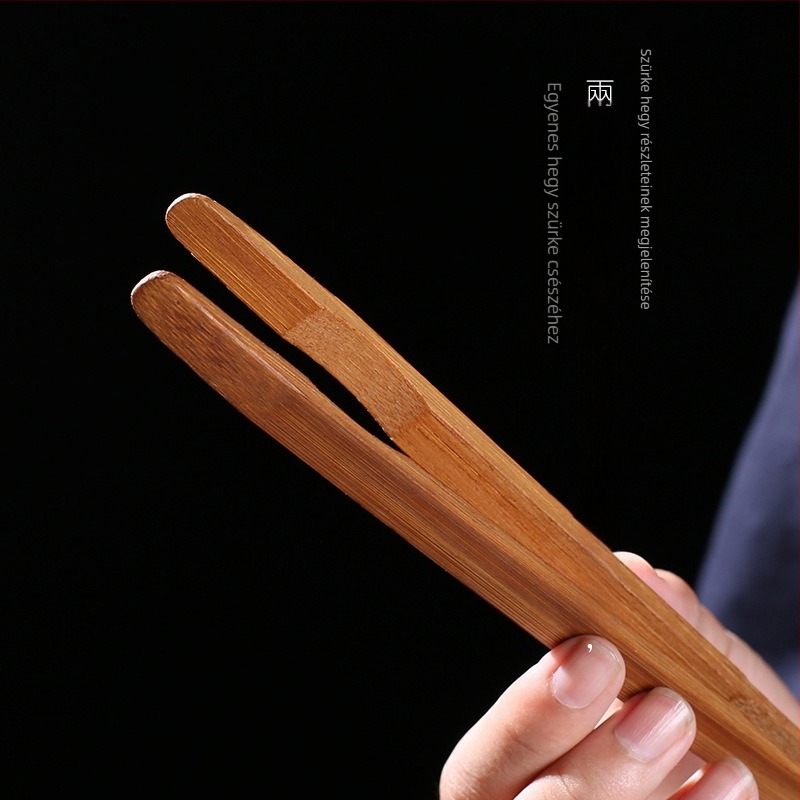 Bambusz teklipsz, kézzel készített, japán vintage stílus — teáscsésze klipsz és csipesz, teaceremónia kiegészítők