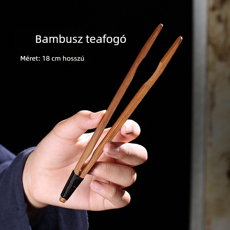 Bambusz teklipsz, kézzel készített, japán vintage stílus — teáscsésze klipsz és csipesz, teaceremónia kiegészítők