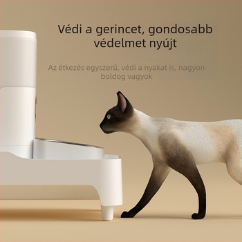 Állítható magasságú emelt etetőállvány macskáknak, nyaki támasz