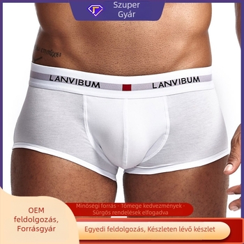 LANVIBUM férfi pamut boxeralsó, alacsony derekú, U-kontúr, egyszínű, nagy méret