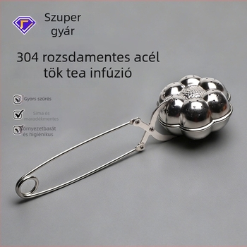 304 rozsdamentes acél – teáskanna szűrő és teázó háló aranyozott fogantyúval, teaball, teafilter klip és tea szeparátor kiegészítők