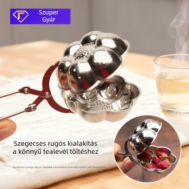 304 rozsdamentes acél – teáskanna szűrő és teázó háló aranyozott fogantyúval, teaball, teafilter klip és tea szeparátor kiegészítők