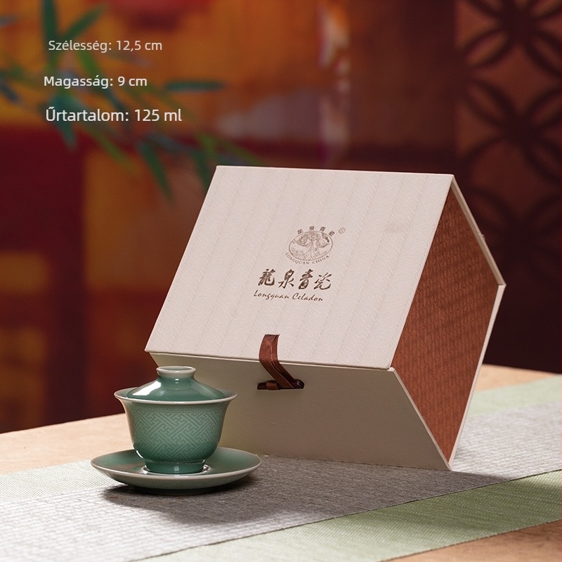 Longquan Celadon fedeles teás tál, nagy kerámia teaceremóniához, otthoni használatra