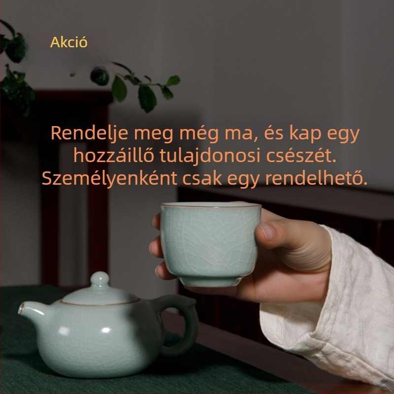 Ru porcelán gaiwan fedéllel, jégrepedt mázzal, 150 ml kapacitás, vastag teás tál