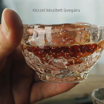 Japán buborékos üvegből készült teáscsésze Kung Fu tea ceremóniához, kis méretű, hőálló üveg