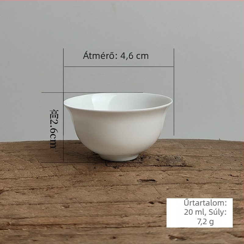 Ultra vékony csontporcelán teáscsésze Gongfu teához, kis fehér jáde hatású pohár, kerámia teás kellék, személyre szabható – egy darab