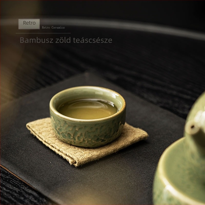 Kerámia teáscsésze és egy kis teás tál, retro Kung-Fu teáskészlet Pu'er teához