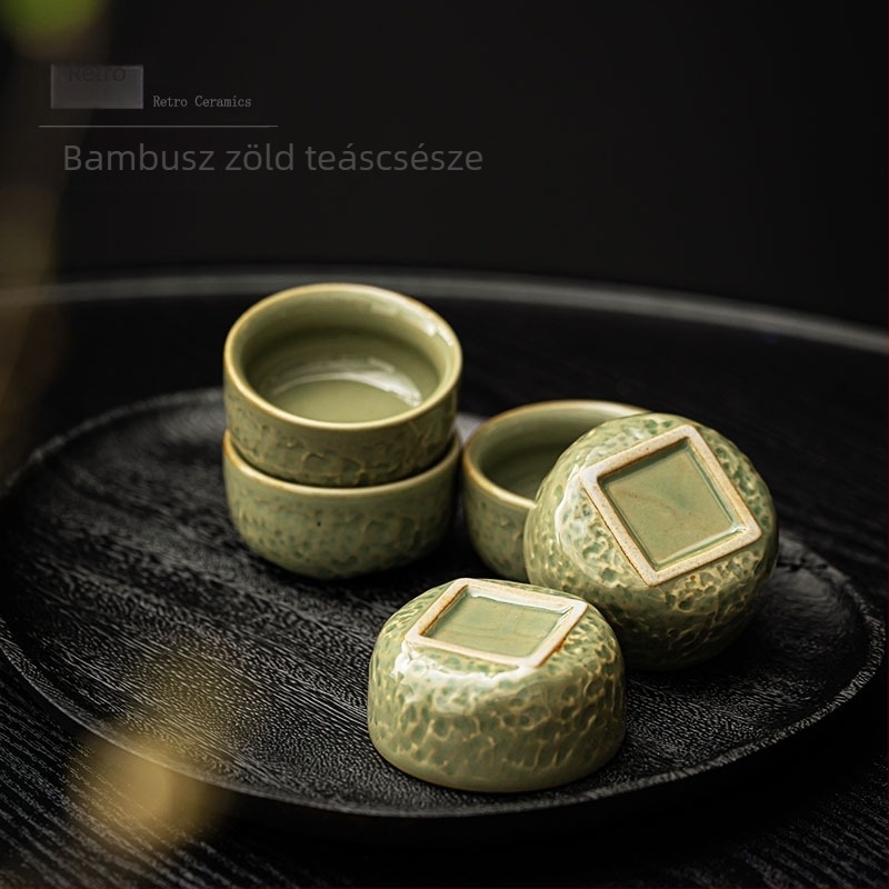 Kerámia teáscsésze és egy kis teás tál, retro Kung-Fu teáskészlet Pu'er teához