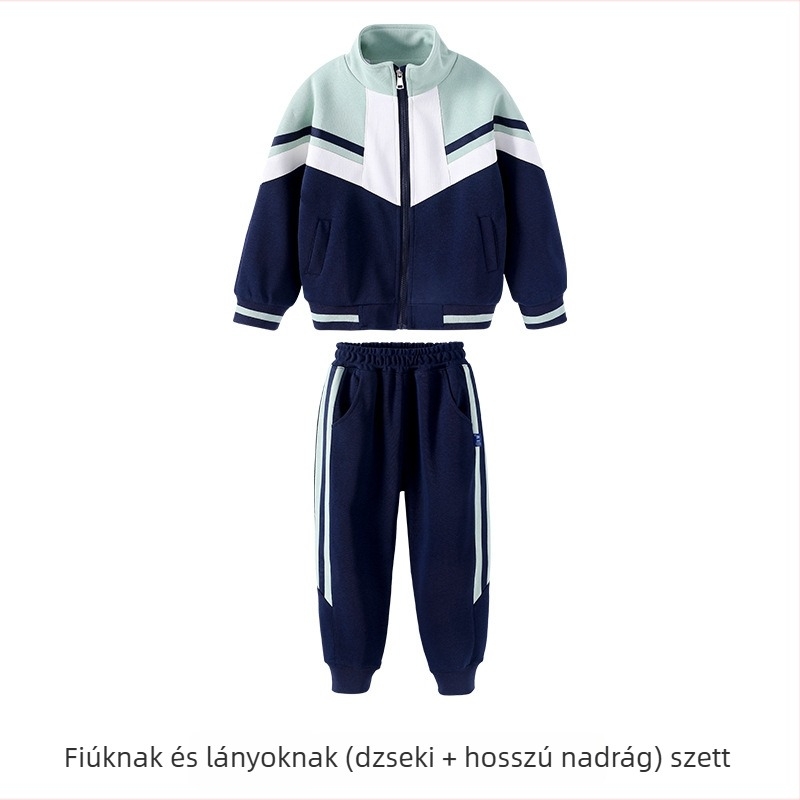 Gyerekek iskolai egyenruha készlet – általános iskolás gyerekeknek, tavasz–ősz ruházat, campus stílus, három darabos készlet