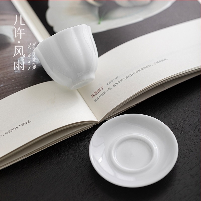 Jáde porcelán teáskészlet, hagyományos teáskészlet, fehér porcelán, nagy csésze, Zen stílus