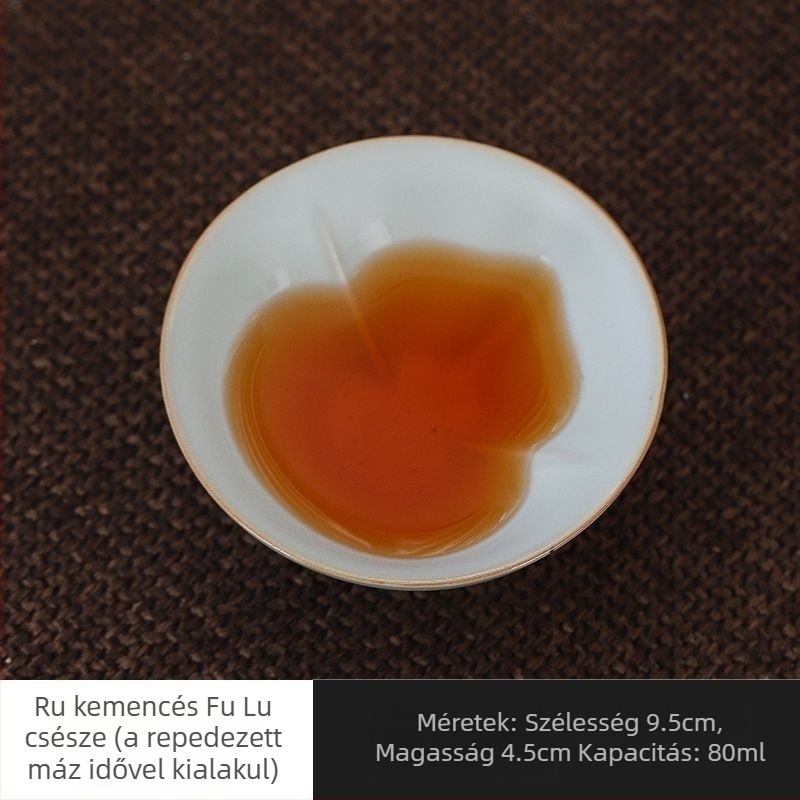 Porcelán teáscsésze crackle-glazúrral, Ru-kiln stílusú, otthoni használatra, Kung Fu teakeverési kóstoláshoz, egyszerű dizájn