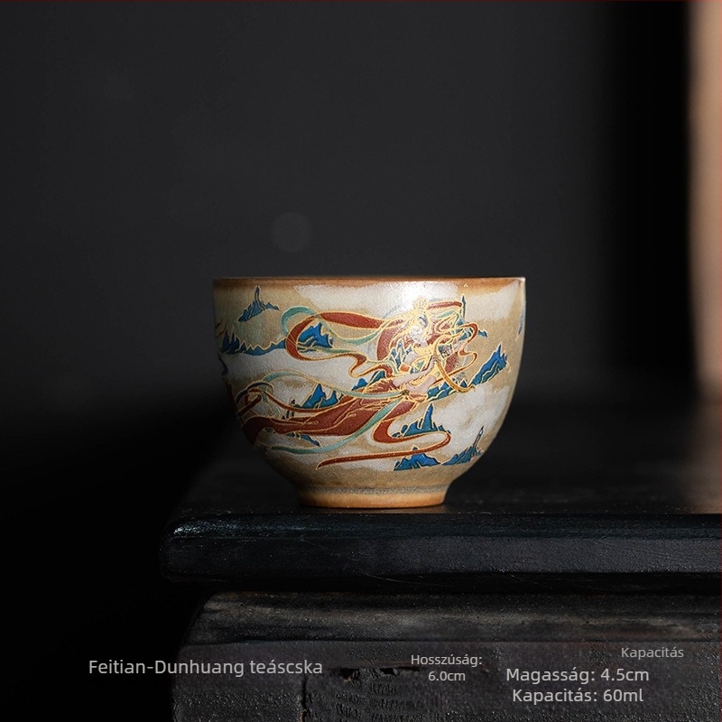 Dunhuang Apsara porcelán teáscsésze – retro kínai stílus, otthoni használatra