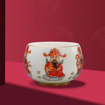 Luxus Jian ware teáscsésze Master Cup az Öt Gazdagság Istene arany bevonattal, gongfu tea használatra, személyes használatra, nagy méret