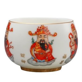 Luxus Jian ware teáscsésze Master Cup az Öt Gazdagság Istene arany bevonattal, gongfu tea használatra, személyes használatra, nagy méret