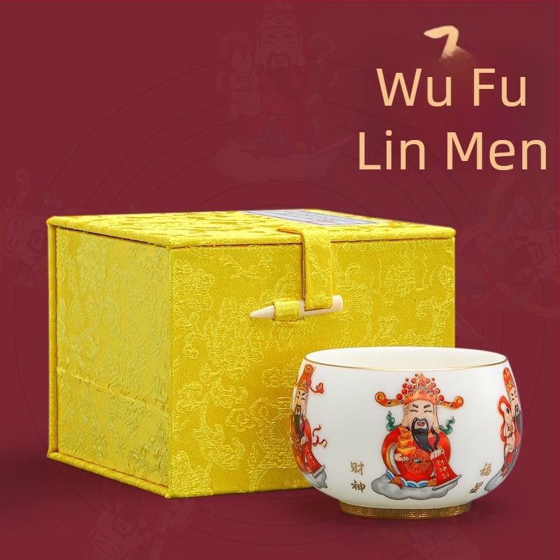 Luxus Jian ware teáscsésze Master Cup az Öt Gazdagság Istene arany bevonattal, gongfu tea használatra, személyes használatra, nagy méret