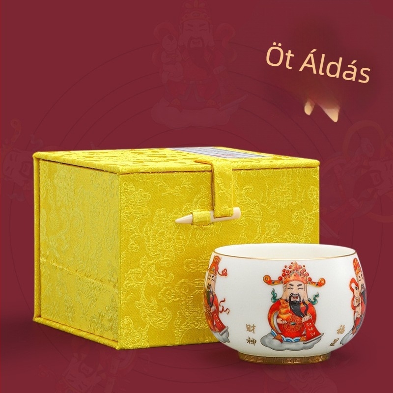 Luxus Jian ware teáscsésze Master Cup az Öt Gazdagság Istene arany bevonattal, gongfu tea használatra, személyes használatra, nagy méret