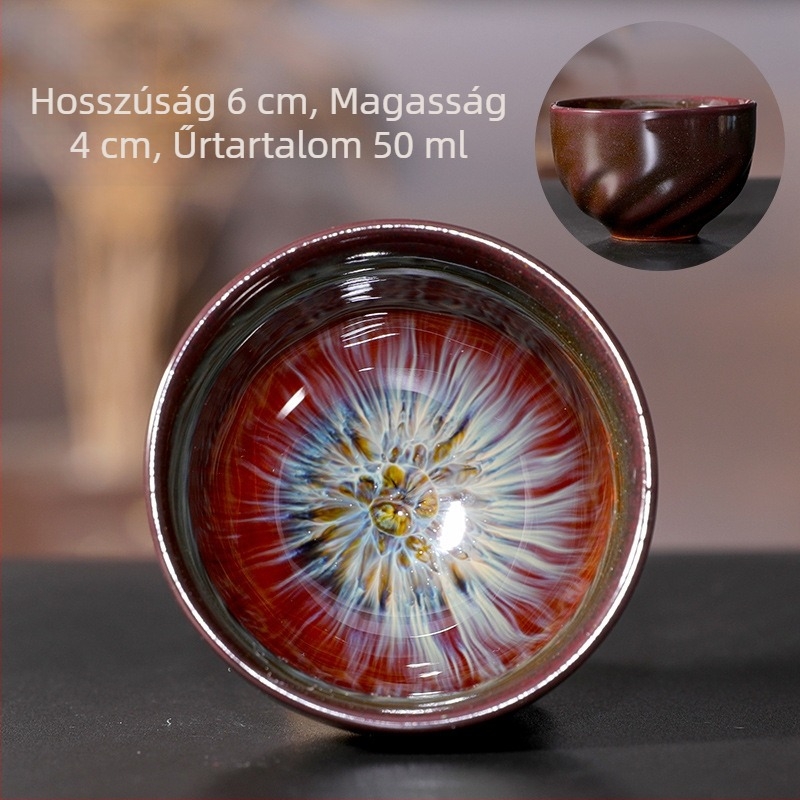 Jian Zhan teás pohár homok-arany mázzal, porcelán, egyedi pohár, hagyományos kínai stílus