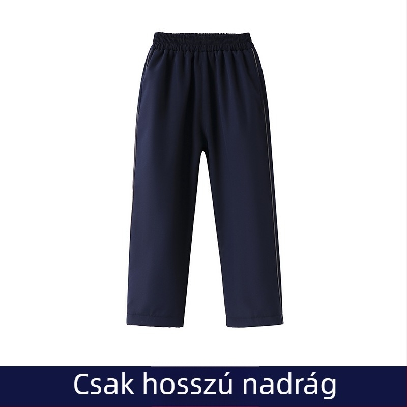 Gyerekek egységes iskolai egyenruha készlet tavasz–őszre — uniszex, cipzáras felső hosszú ujjúval és nadrággal
