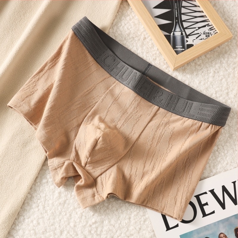 Pamut jacquard férfi boxeralsó, lélegző és kényelmes, középmagas derekú