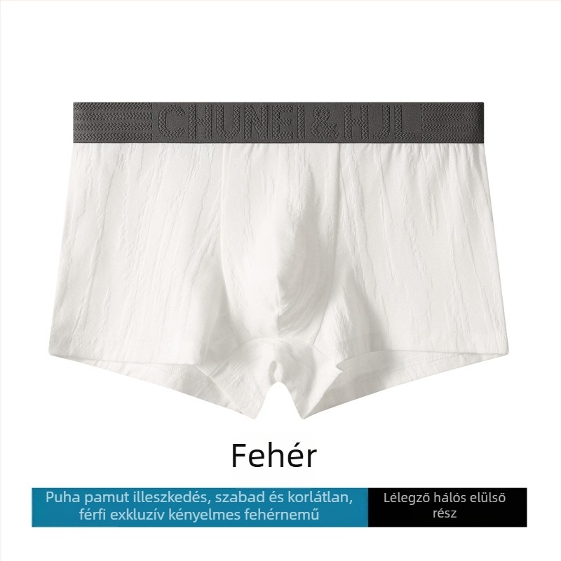 Pamut jacquard férfi boxeralsó, lélegző és kényelmes, középmagas derekú